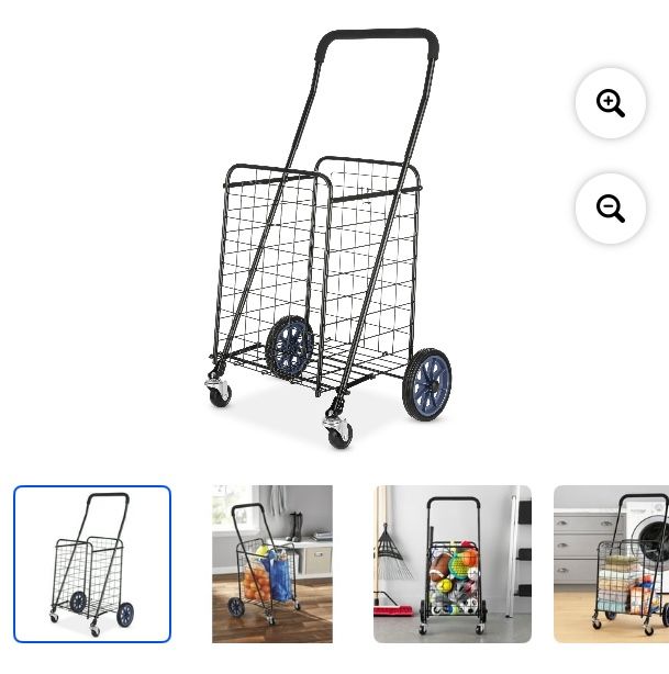 Black Rolling Metal Utility Shopping Cart