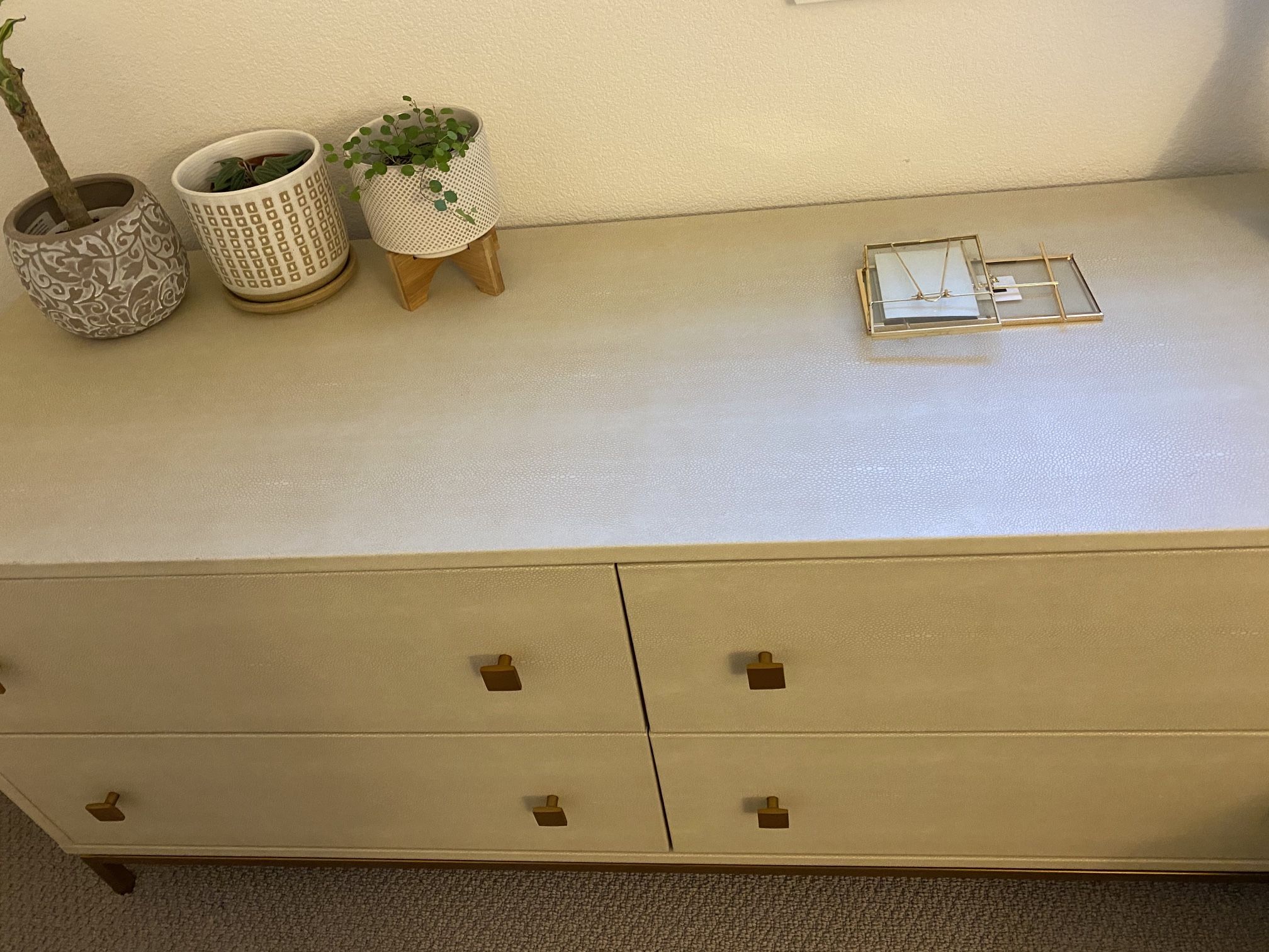 CB2 ivory shagreen embossed low dresser for Sale in Morgan Hill