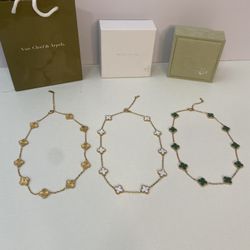 Van Cleef Necklace Gold Multi Charm Chain