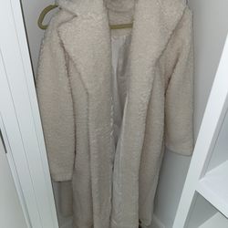 Nap Loungewear Fleece Shawl Collar Robe, Ivory, Size S