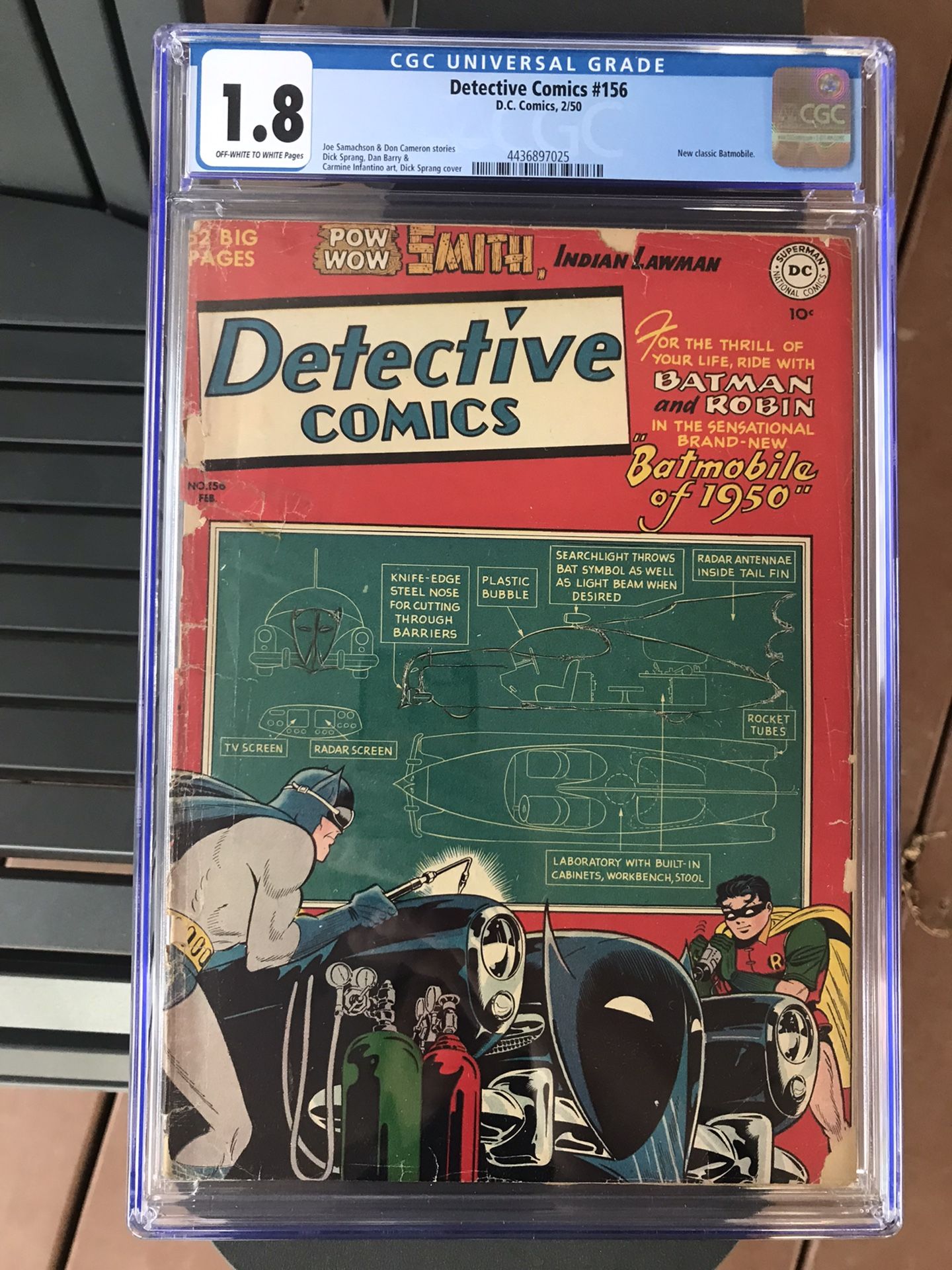 Detective Comics #156 (1956) CGC 1.8 — O/w To White; “New” Classic Bat mobile