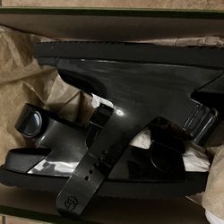 Gucci GG Rubber Sandals Nero Black Authentic 