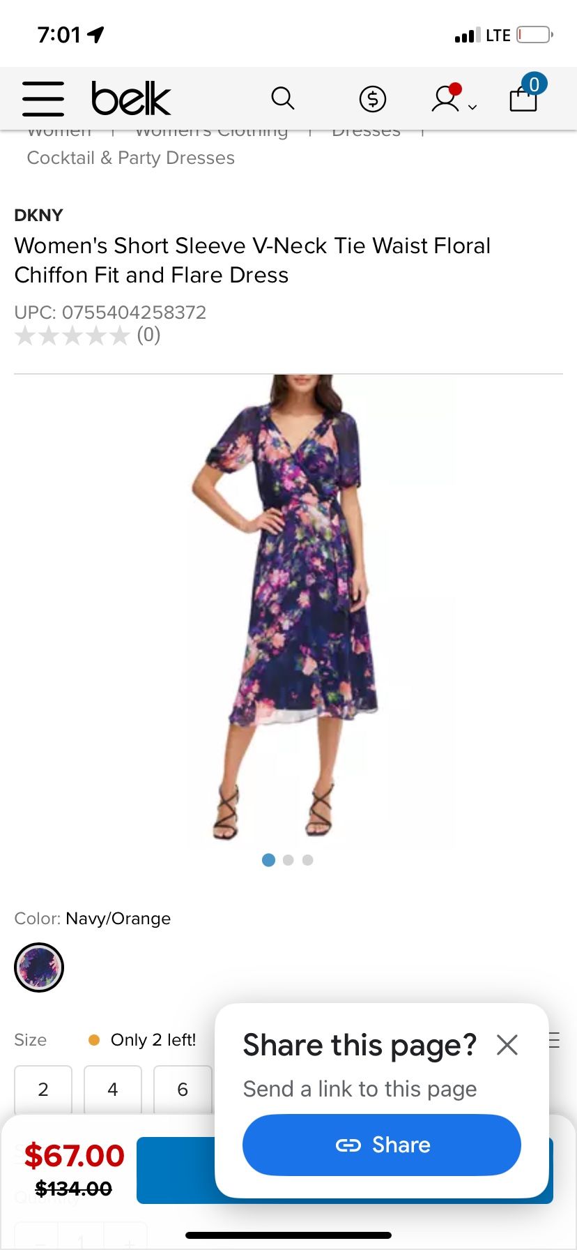 DKNY Women's Purple and Blue Dress, NWT
