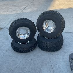 Honda Yamaha Kawasaki Suzuki 22x10-9 22x7-10 On Polished Wheels