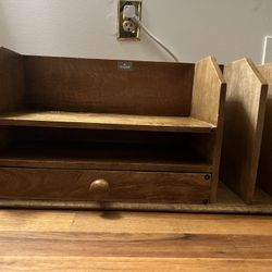 Broyhill Solid Wood Desktop Organizer Brown With Drawer