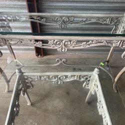 Hall Table / Behind Couch Table / Entry Table & Coffee Table & End Table - Heavy Wrought Iron And Heavy Beveled Glass - Delivery Available For A Fee 