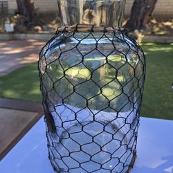 Glass Jar With Chicken Wire