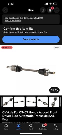 CV Axle For 03-07 Honda Accord Front Driver Side Automatic Transaxle 2.4L Eng