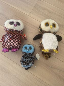 TY Beanie Boos/ Flippables Owl’s Lot Of 3