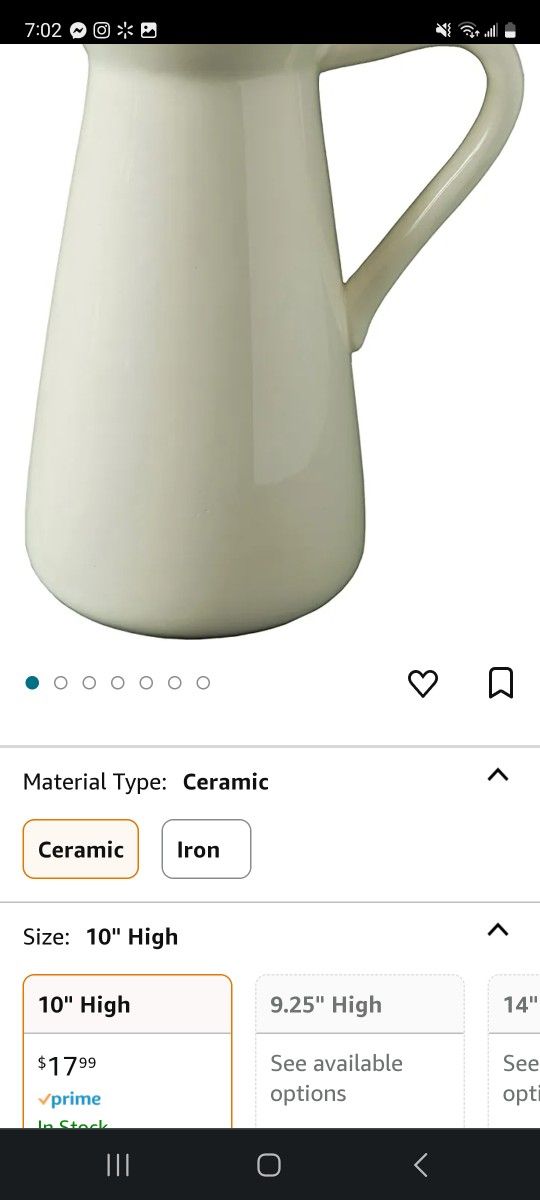Cream Ceramic Pitcher