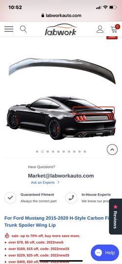 For Ford Mustang 2015-2020 H-Style Carbon Fiber Trunk Spoiler Wing Lip