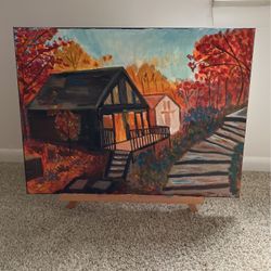 Cabin In The Woods (acrylic Painting)