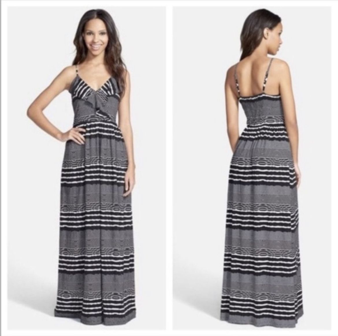 Betsey Johnson Black & White Striped Maxi Dress - Size 6