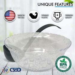 NEW 2 GALLON PLASTIC PUNCH BOWL & LADEL