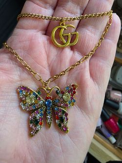 GG Butterfly Crystal Necklace