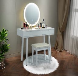 New (Unopened Box) Vanity Set & Stool – 3 Light Modes
