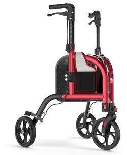 3 Wheel Walkers for Seniors, Narrow Foldable Wheeled Rollator Walker, Lightweight Three Wheels Rolling Walker, 350lbs Capacity, Height Adjustable Roll