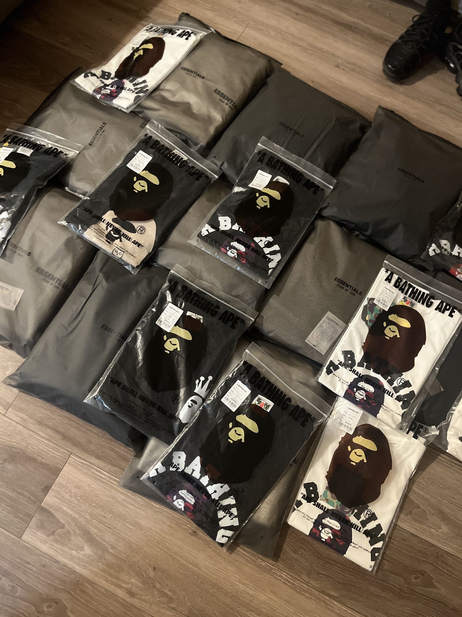 ESS HOODIES AND BAPE TEES
