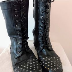 Women's Torrid Black Studded Biker Combat Boots 