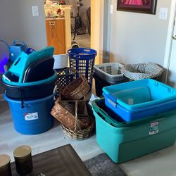 Assorted baskets and Storage Containers