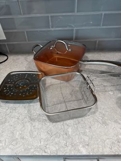 Copper Chef Square Pan Set with Lid, Steamer andDeep fryer Basket