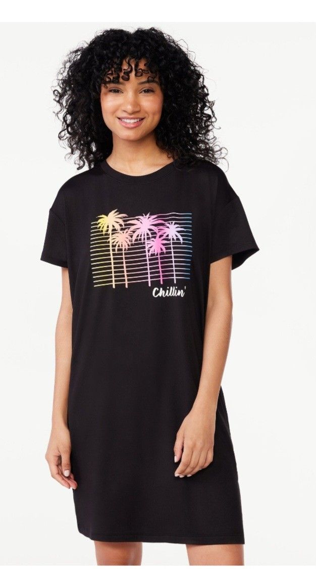 Woman's Print Sleepshirt with Pockets 