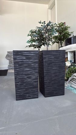 2 Pewter Black containers tree/flower Outdoor/Indoor