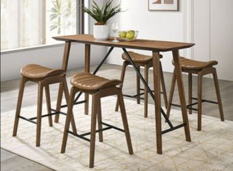 Brand New Walnut 5pc Counter Height Dining Table Set