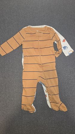 Just One You by Carter's Baby Boy 9 Months Footed Pajamas 2-Pack Dino Stripe Set