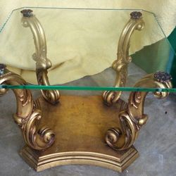 Vintage coffee table with glass top