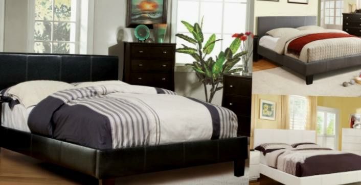 Platform Bed Leatherette 4 SIZES NEW 3 Colors to choose