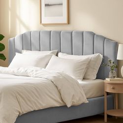 Upholstered Headboard for KING Beds - Arched Headboard Wall Mount & Bed Frame Mount, Adjustable Height, Velvet Tufted Modern Vertical Channel Design K