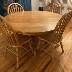 54 Inch Solid Oak Dining Table With Chairs 