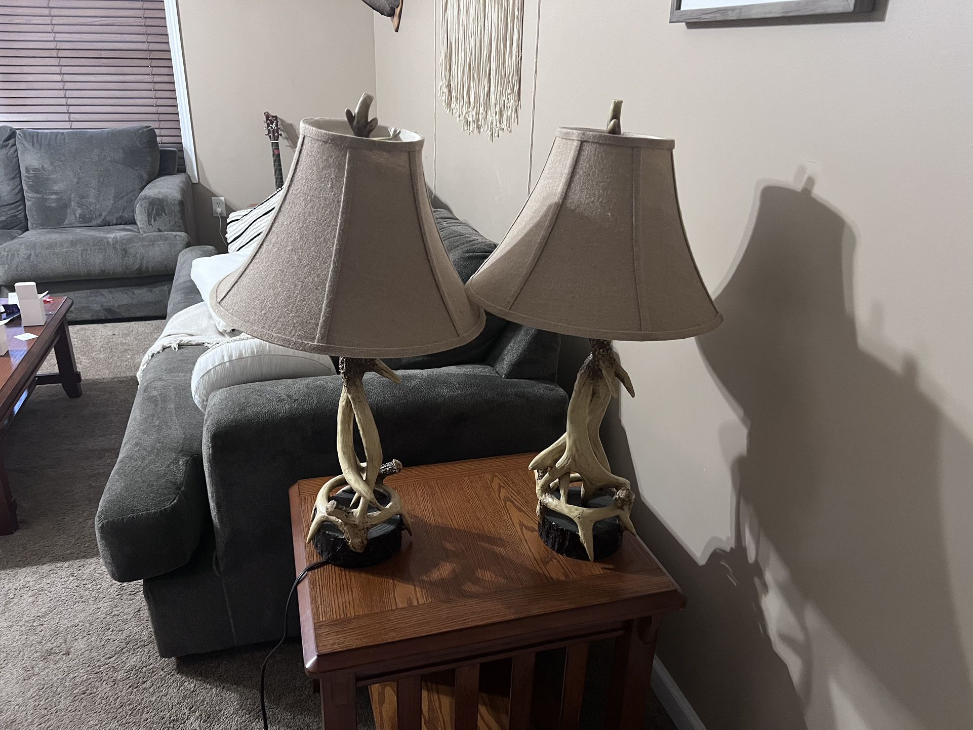 Set Of 2 Antler Lamps 