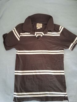 1990s vintage U.S. Expedition brown striped short-sleeve polo shirt