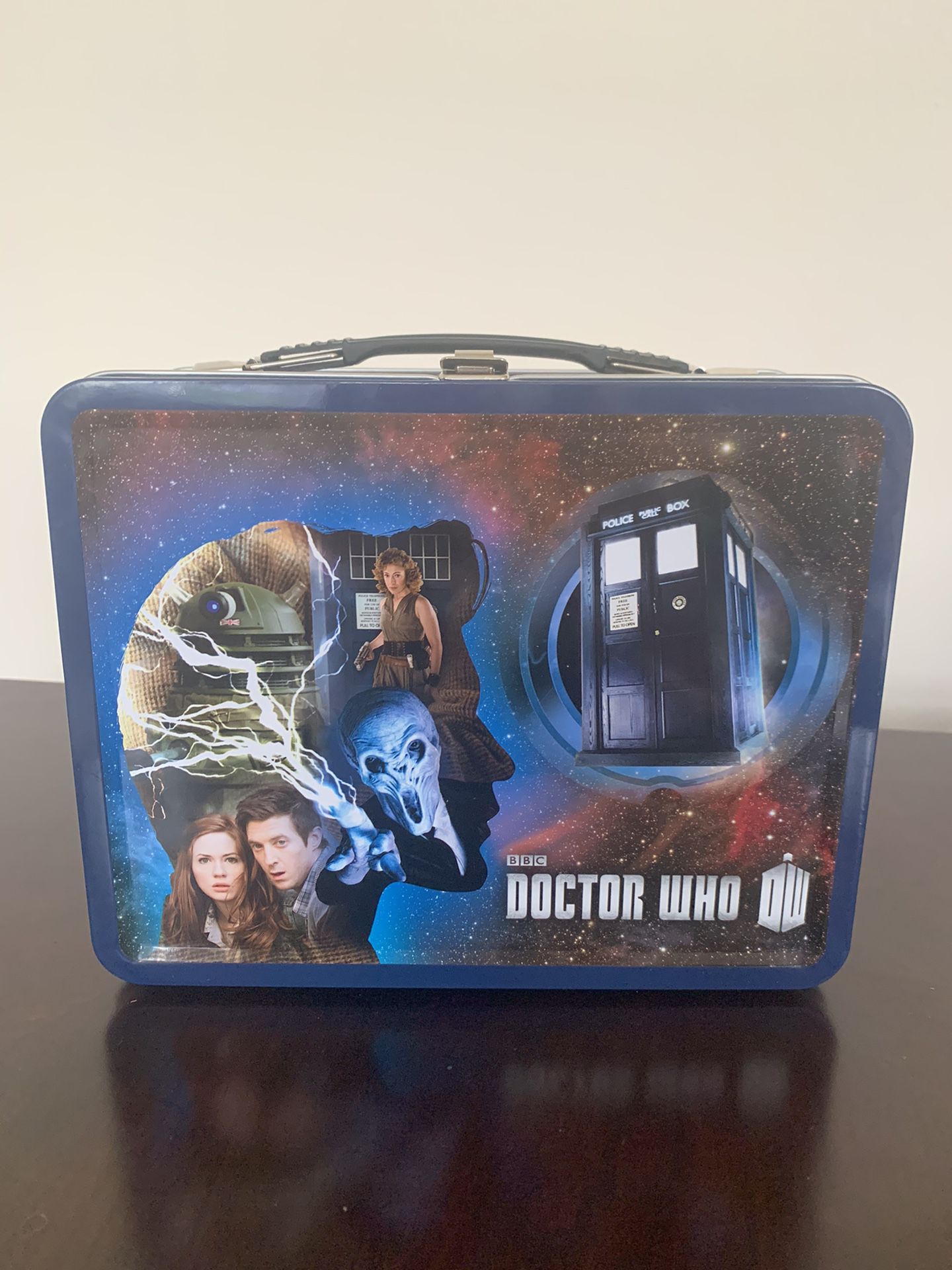 Doctor Who 1st and 11th Doctor Figures in Tin Tote - 50th anniversary Lunch Box