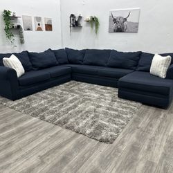 Navy Sectional Couch - Free Delivery 
