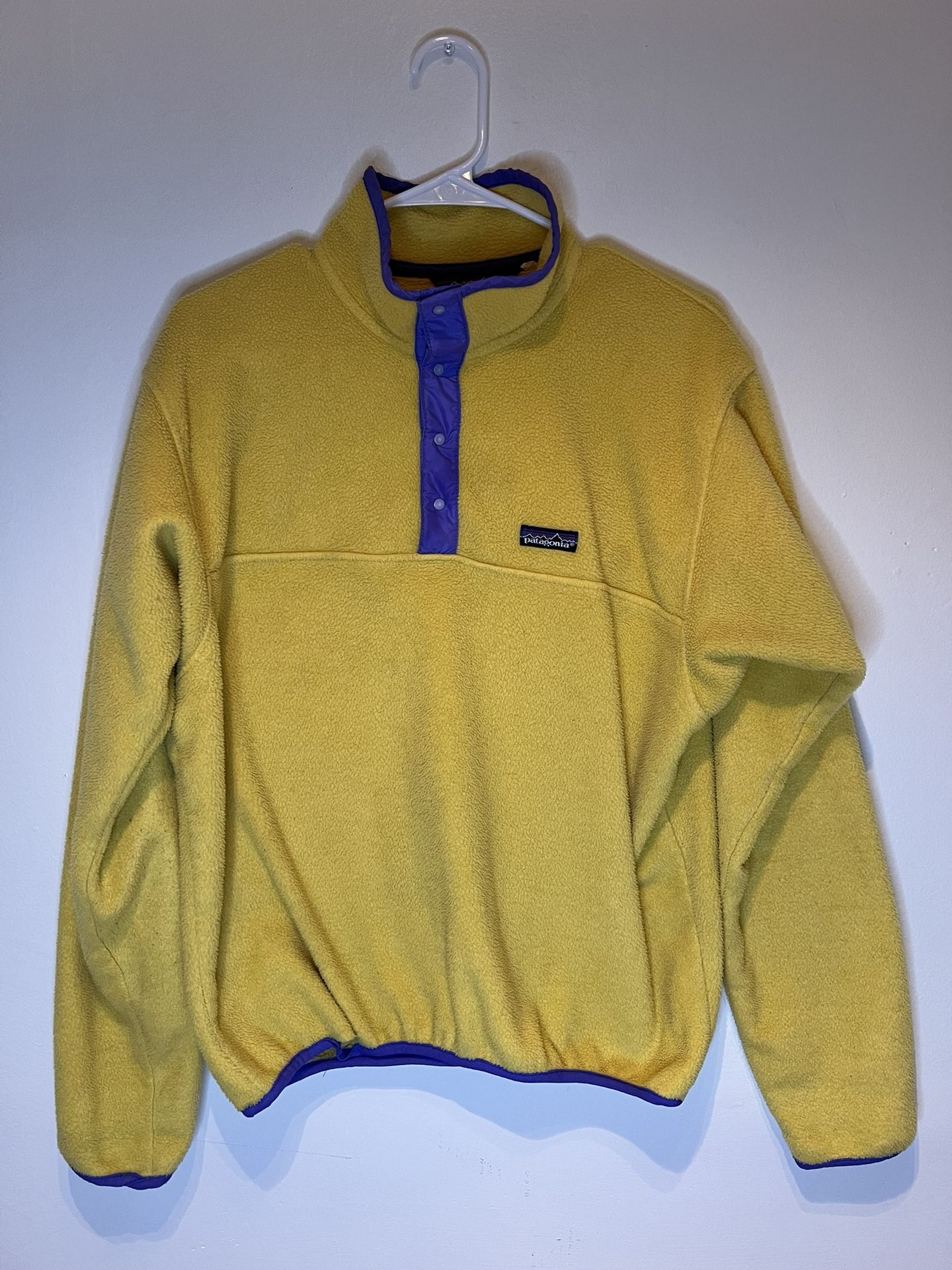 Vintage 90s Patagonia Synchilla Fleece Snap T Jacket Women's Medium Yellow