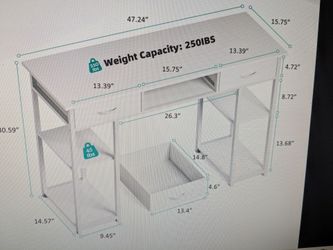 Compact Computer Desk Table With Drawers Shelves White Escritorio