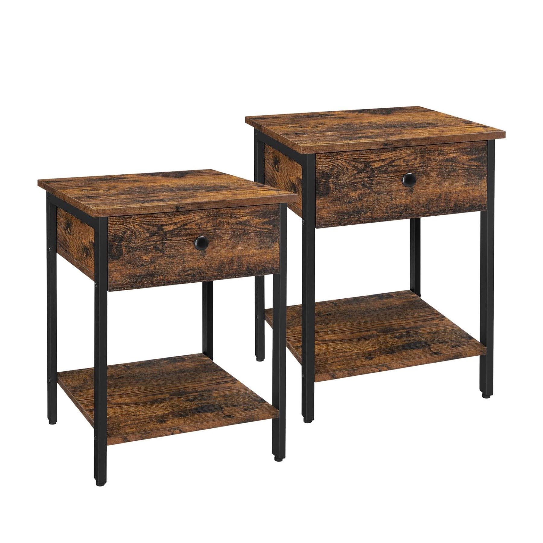 Nightstands (Set of 2pcs), Bedside Tables with Drawer, Side Tables, End Tables
