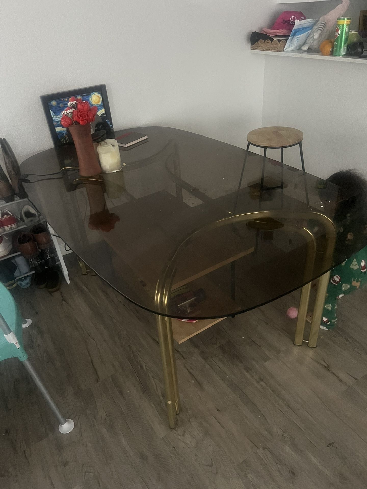 Heavy 2 Piece Glass Dining Table (NO CHAIRS)