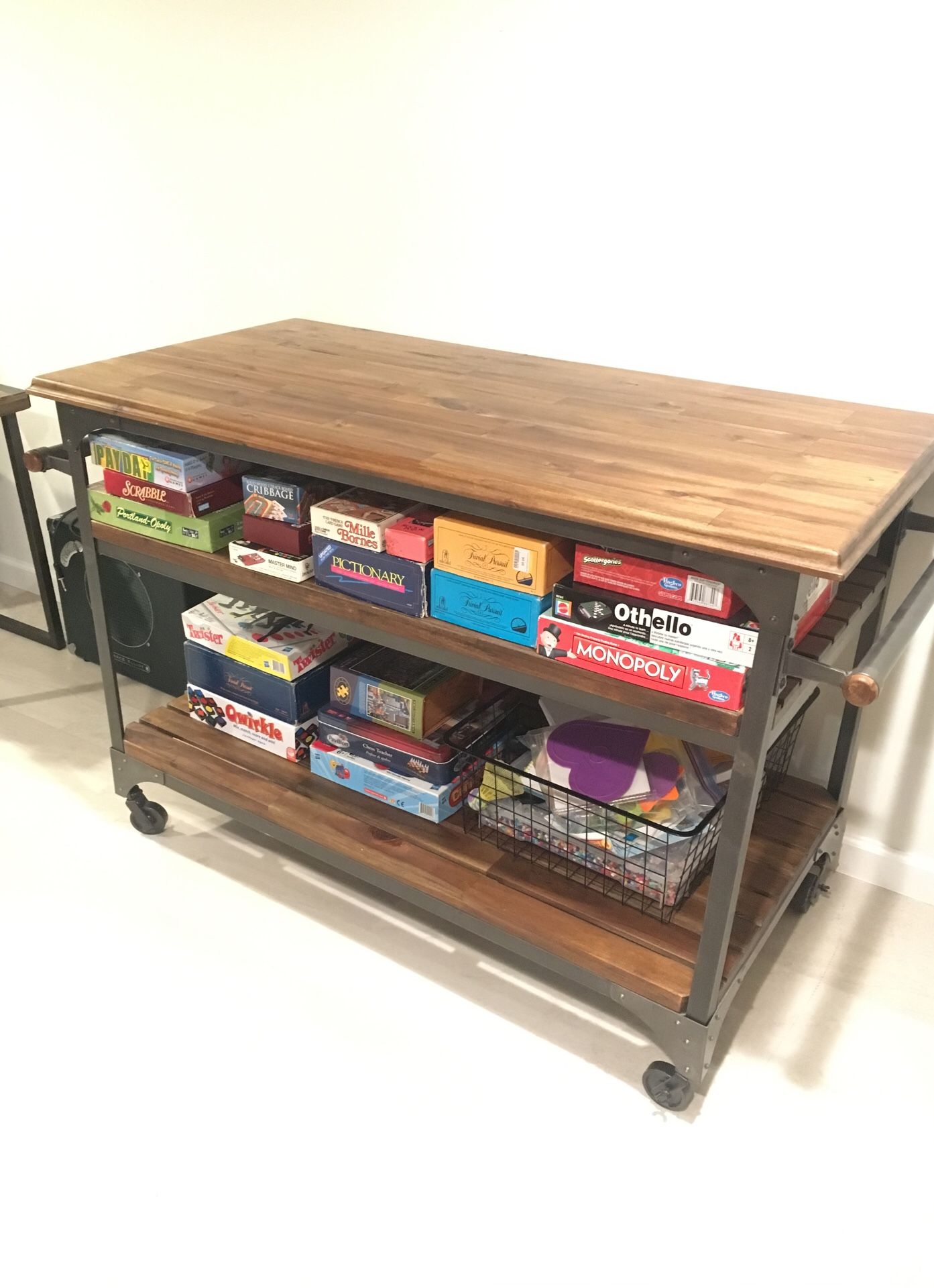 World Market kitchen bar cart wood metal