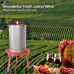 SQUEEZE master Hydraulic Fruit Wine Apple Press -10.7Gallon/40L -Stainless Steel for Wine Cider Maki