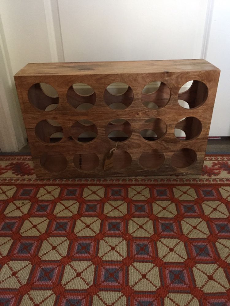 Indian Teak Wood Wine Rack 