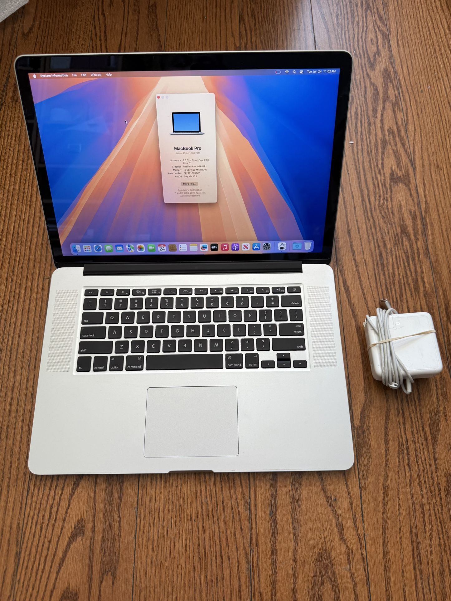 MacBook Pro 15” 2015/16GB RAM/512GB SSD/Fully functional/Macos sequoia