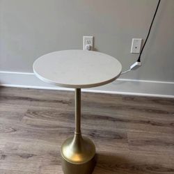 Modern Marble Side Table with Gold Base – Brand New/ Open box
