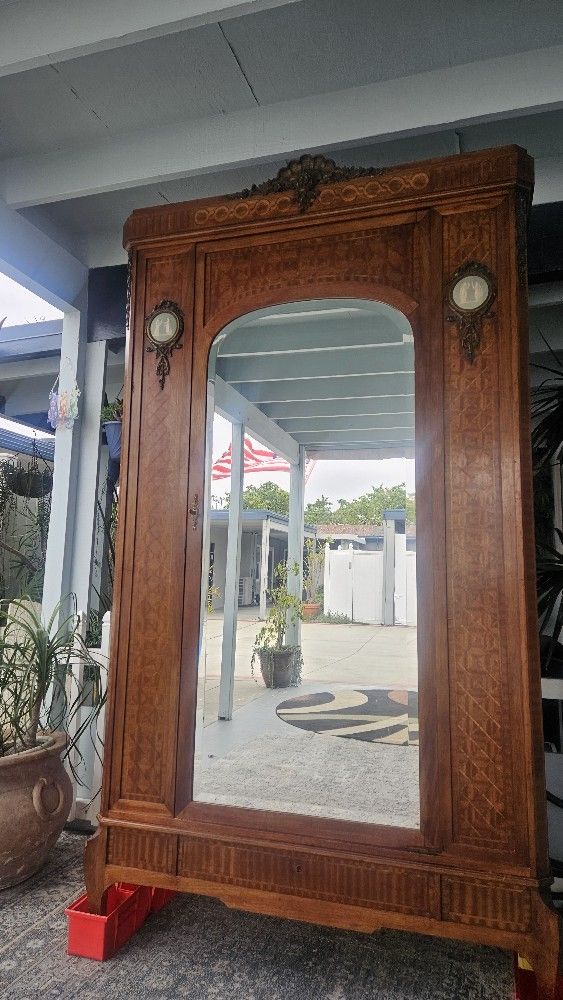 19th Century Louis XCI French Armoire Stunning! Mirrored Front Filligreed Brass