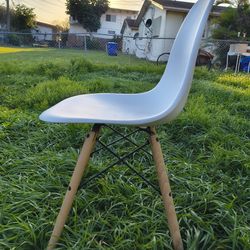 modern white molded plastic dining chair