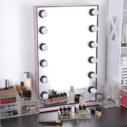 Byootique Hollywood Style Vanity Mirror with Lights Makeup Mirror Tabletop/Wall Mount, 24x34 in Rose Gold - Christmas Sale