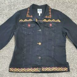 Women's DG2 by Diane Gilman Jean Jacket Size M Black